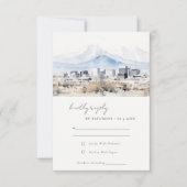 Minimal Salt Lake City Utah Waterverf bruiloft RSVP Kaartje (Voorkant)