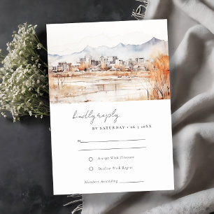 Minimal Salt Lake City Utah Waterverf bruiloft RSVP Kaartje