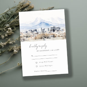 Minimal Salt Lake City Utah Waterverf bruiloft RSVP Kaartje