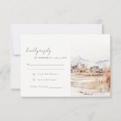 Minimal Salt Lake City Utah Waterverf bruiloft RSVP Kaartje (Voorkant)