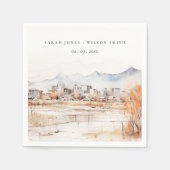 Minimal Salt Lake City Utah Waterverf bruiloft Servet (Voorkant)
