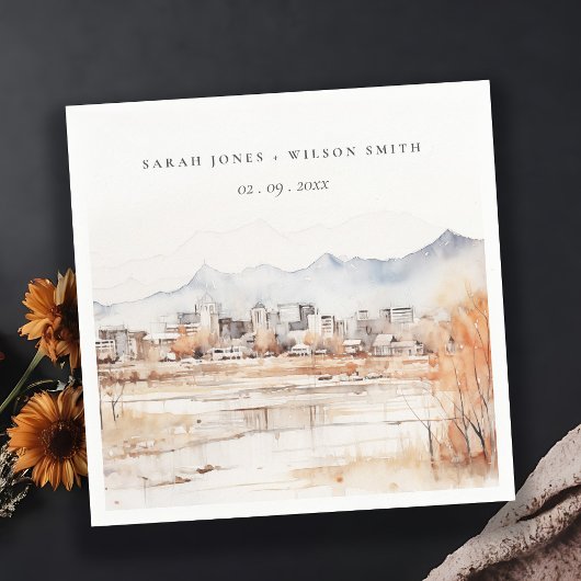 Minimal Salt Lake City Utah Waterverf bruiloft Servet
