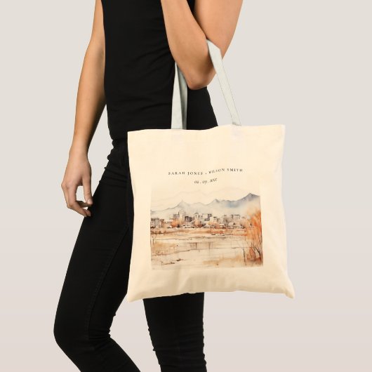 Minimal Salt Lake City Utah Waterverf bruiloft Tote Bag (Voorkant (product))