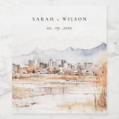 Minimal Salt Lake City Utah Waterverf bruiloft Wijn Etiket (Enkel label)