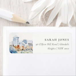 Minimal San Jose, Californië Waterverf Adres Etiket