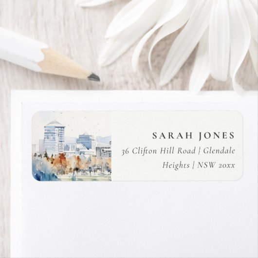 Minimal San Jose, Californië Waterverf Adres Etiket (Insitu)