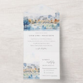 Minimal San Jose, Californië Waterverf bruiloft All In One Uitnodiging (Binnen)