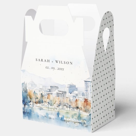 Minimal San Jose, Californië Waterverf bruiloft Bedankdoosjes (Geopend)