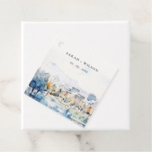 Minimal San Jose, Californië Waterverf bruiloft Bedankjes Labels