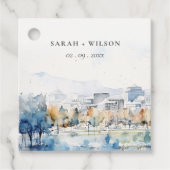 Minimal San Jose, Californië Waterverf bruiloft Bedankjes Labels (Voorkant)