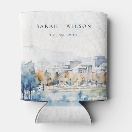 Minimal San Jose, Californië Waterverf bruiloft Blikjeskoeler (Achterkant)