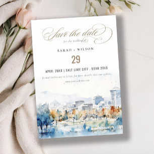Minimal San Jose, Californië Waterverf bruiloft Save The Date