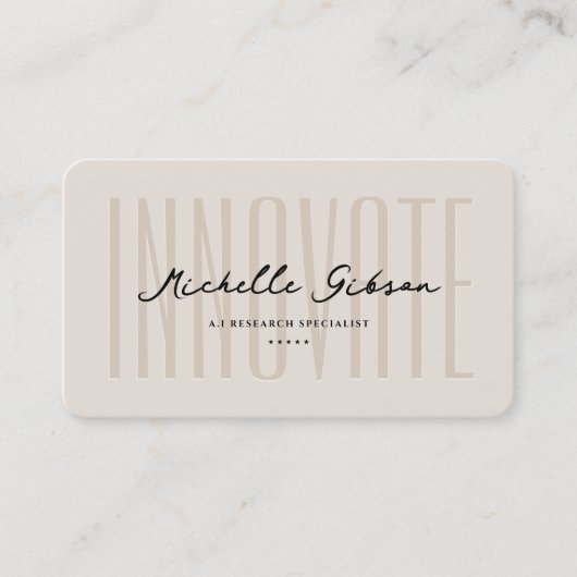 Minimal Sand Professional Elegant Monogram Visitekaartje (Voorkant)