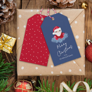 Minimal Santa Schattige Poinsettia Blue Merry Chri Cadeaulabel