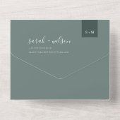 MINIMAL SCANDI EMERALD SAGE GRAY GREEN WEDING ALL IN ONE UITNODIGING (Achterkant)