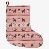 Minimal Scandinavian Pink Dog Christmas Stocking Grote Kerstsok (Voorkant)