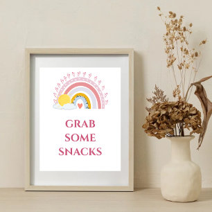 Minimal Schattige Rainbow Sun Pak wat Snacks Poster