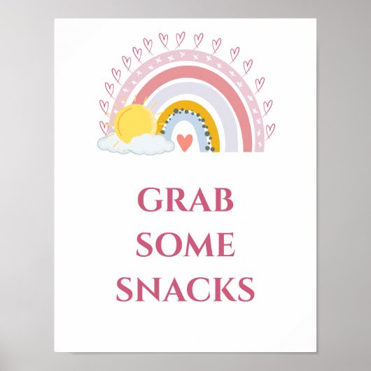 Minimal Schattige Rainbow Sun Pak wat Snacks Poster (Voorkant)