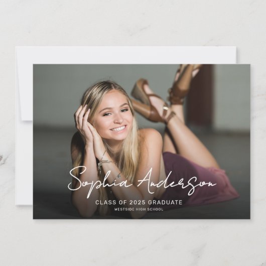 Minimal Script Afstudeerder Naam Graduation Party Kaart (Voorkant)