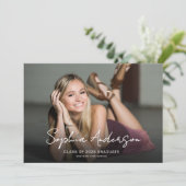 Minimal Script Afstudeerder Naam Graduation Party Kaart (Staand voorkant)