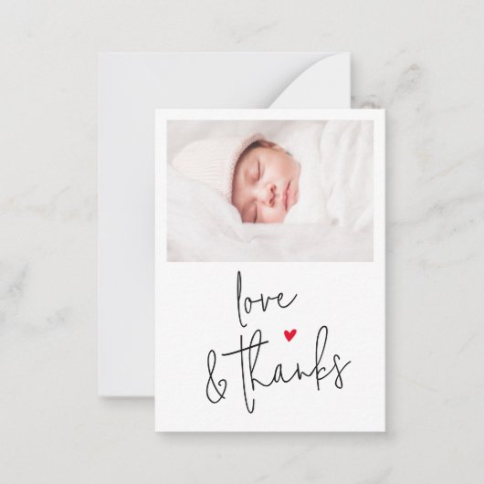 Minimal Script Baby shower Photo Dank je Notitiekaartje (Voorkant)