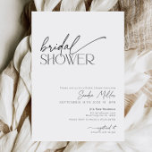 Minimal Script Black and White Bridal Shower Kaart