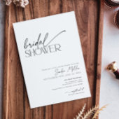 Minimal Script Black and White Bridal Shower Kaart