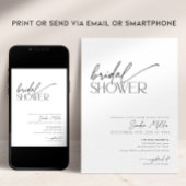Minimal Script Black and White Bridal Shower Kaart