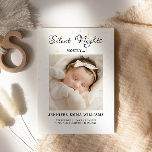 Minimal Script Blessed Flat Newborn Aankondiging