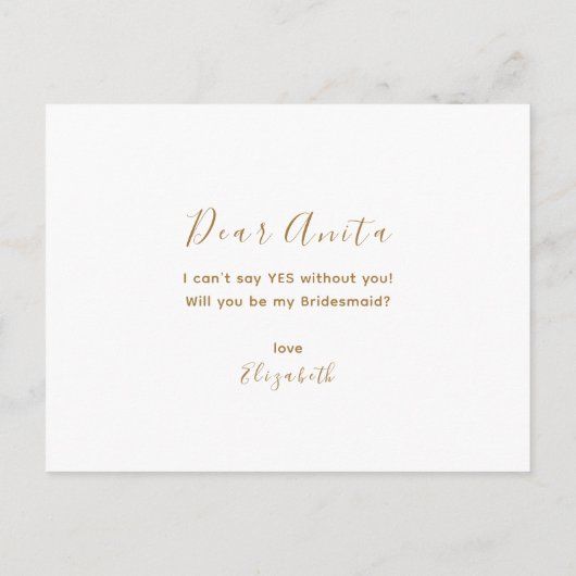 Minimal Script Bridesmaid Proposal Kaart (Achterkant)