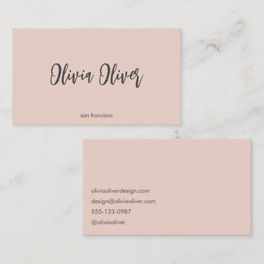 Minimal Script Calligraphy Blush Pink Chic Modern Visitekaartje (Voorkant / Achterkant)