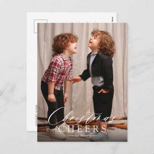 Minimal Script Christmas Cheers Holiday Briefkaart (Voorkant / Achterkant)