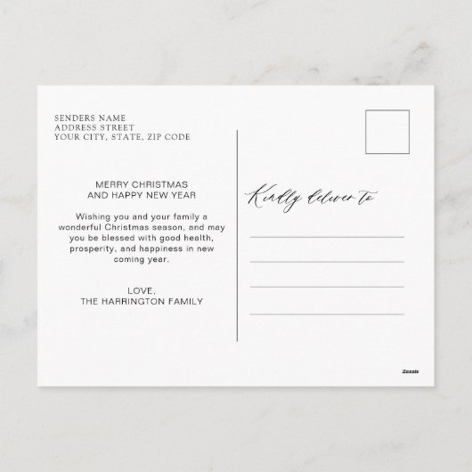 Minimal Script Christmas Cheers Holiday Briefkaart (Achterkant)
