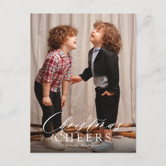Minimal Script Christmas Cheers Holiday Briefkaart (Voorkant)