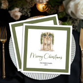 Minimal Script Christmas Door Family Name Napkins Servet