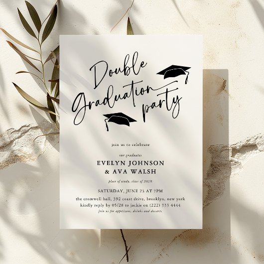 Minimal Script Double Graduation Party  Kaart