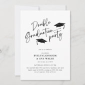Minimal Script Double Graduation Party  Kaart (Voorkant)