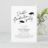 Minimal Script Double Graduation Party  Kaart (Staand voorkant)