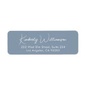 Minimal Script Dusty Blue Return Address Etiket (Voorkant)