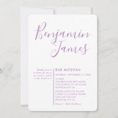 MINIMAL SCRIPT eenvoudige, moderne Bar Mitzvah paa Kaart (Voorkant)