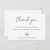 Minimal Script Eigen Logo Zakelijke bedankkaart (Voorkant / Achterkant)