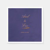 Minimal Script Emerald Paarse en gouden bruiloft Servet (Voorkant)