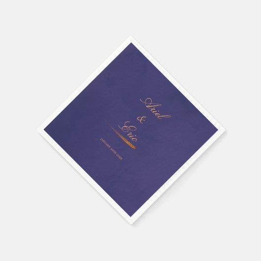 Minimal Script Emerald Paarse en gouden bruiloft Servet (Hoek)