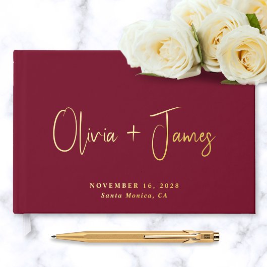 Minimal Script Foto Bourgogne bruiloft Gastenboek