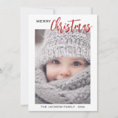 Minimal Script Foto Vrolijk Kerstfeest Feestdagenkaart (Voorkant)