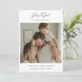 Minimal Script Glory to God Heilige Kerstfoto Feestdagenkaart (Staand voorkant)