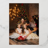 Minimal Script Grijs Echte Folie Vrolijk Kerstfees Feestdagenkaart (Achterkant)