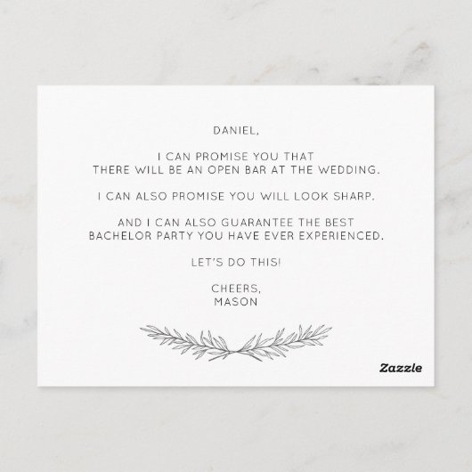 Minimal Script Groomsman Voorstel Kaart met Foto (Achterkant)