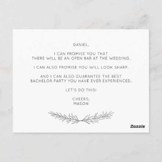 Minimal Script Groomsman Voorstel Kaart met Foto (Achterkant)