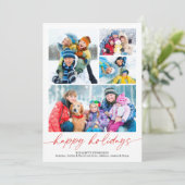 Minimal Script Happy Holidays 4 Photos Calendar Feestdagenkaart (Staand voorkant)